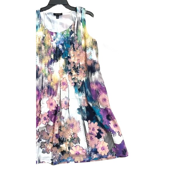 Ivy & Blu Sleeveless Shift Dress Graphic Floral Multicolor 8 Medium M NEW Pocket - Picture 3 of 16